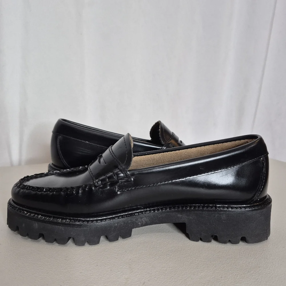 G.H Bass Women's Whitney Super Lug Weejuns Penny Loafer Black Leather - Size 6.5 - Picture 4 of 16